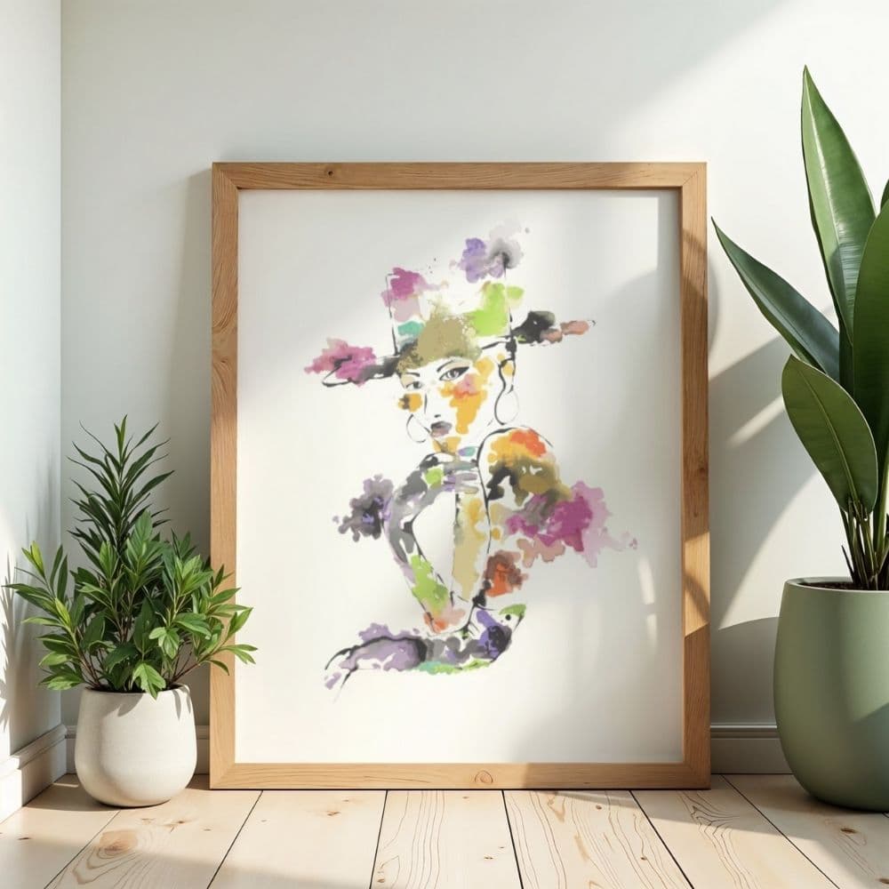 Exemple d'affiche d'art encadrée à base d'aquarelle réalisée par l'artiste Zabou